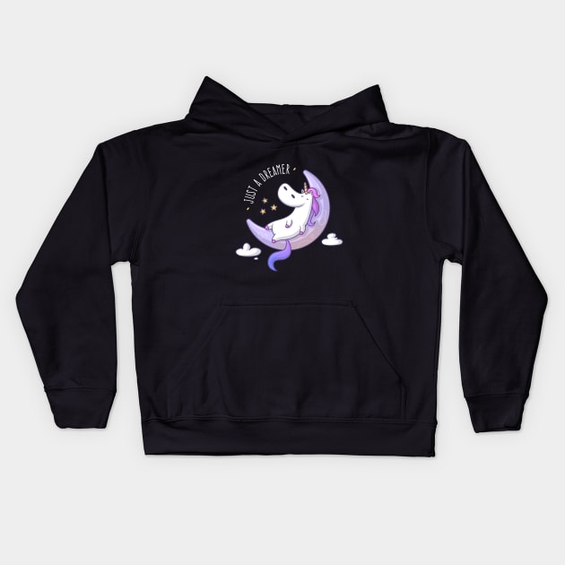 Just a Dreamer - Dreamy Unicorn Kids Hoodie by zoljo